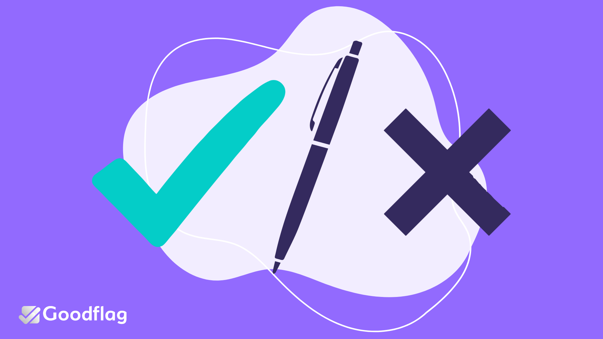 Une coche et une croix entourent un stylo pour les idées reçues autour de la signature électronique