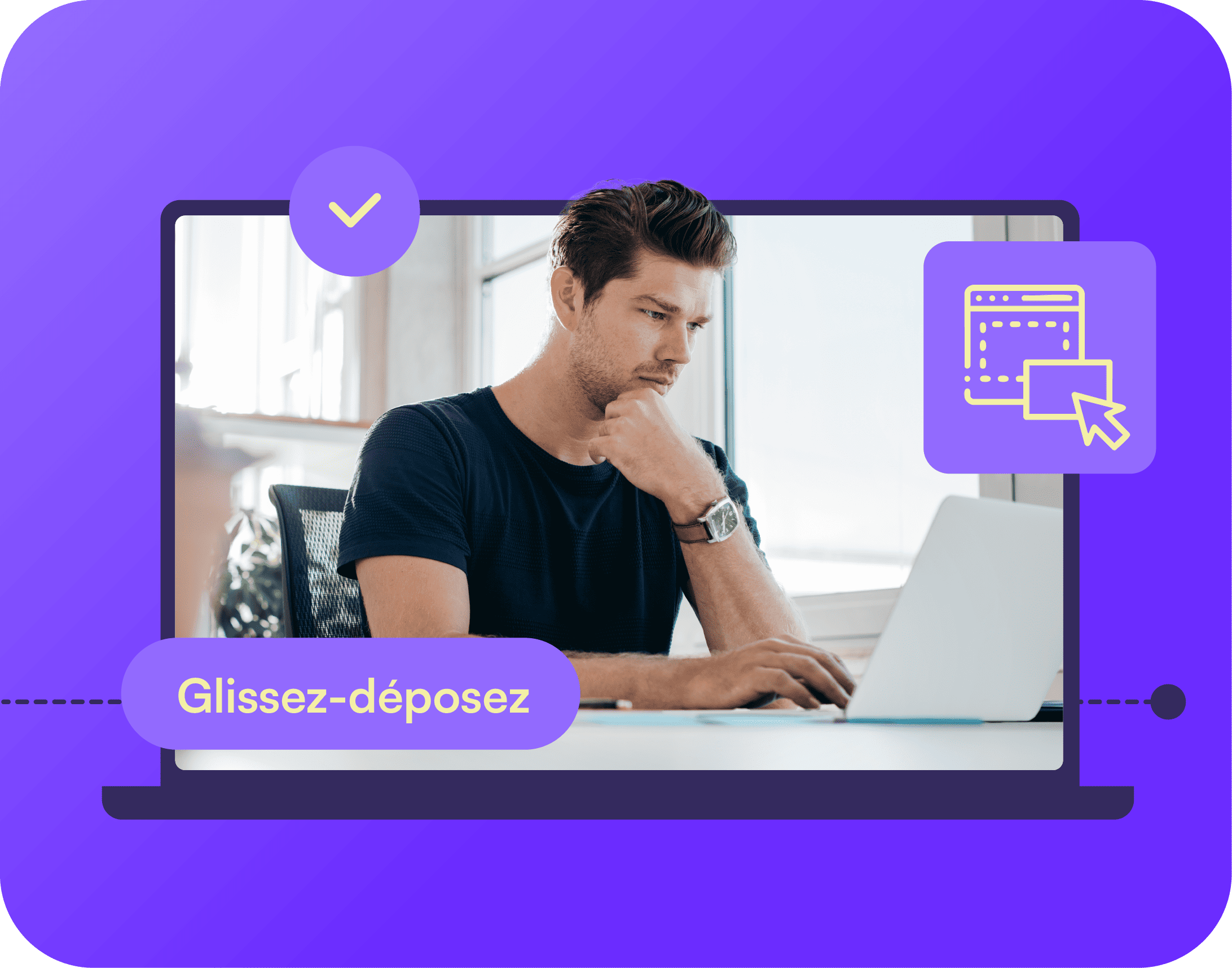 Faites un glisser-déposer de votre document format PDF sur l’icône             fichier à traiter, une fois l’application en attente de fichier